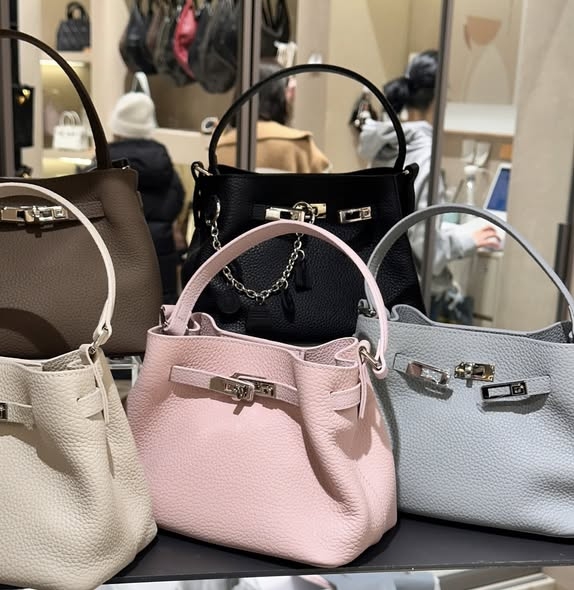 Túi Mini Kelly Bucket Bản Hàn Da Bò
