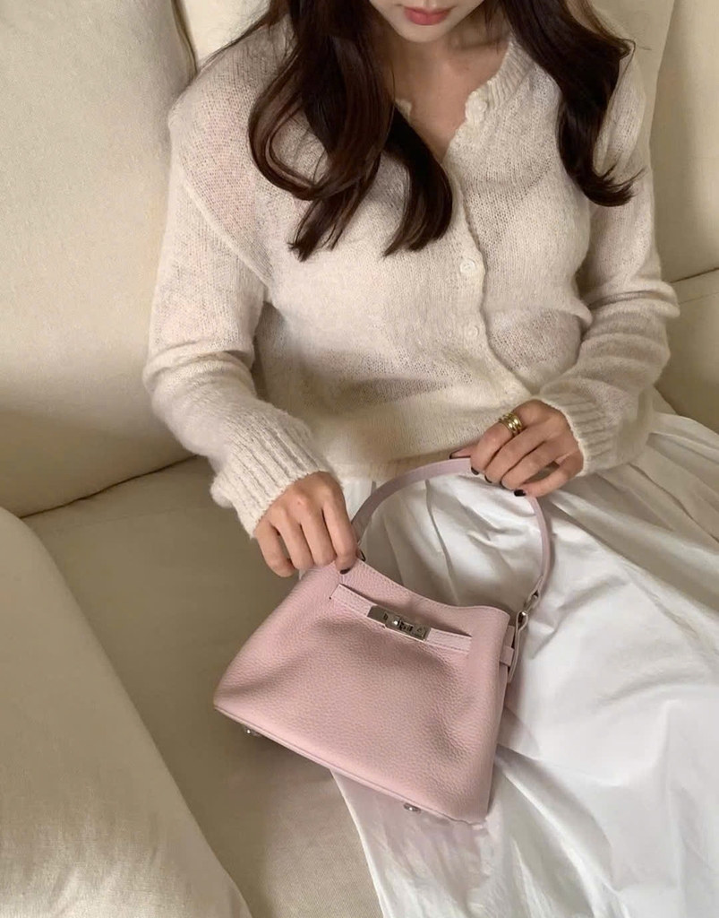 Túi Mini Kelly Bucket Bản Hàn Da Bò