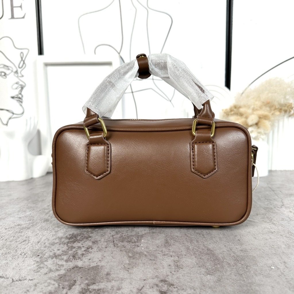 Túi Miumiu Bản Hàn Da Bê Size 22cm Màu Nâu Cafe