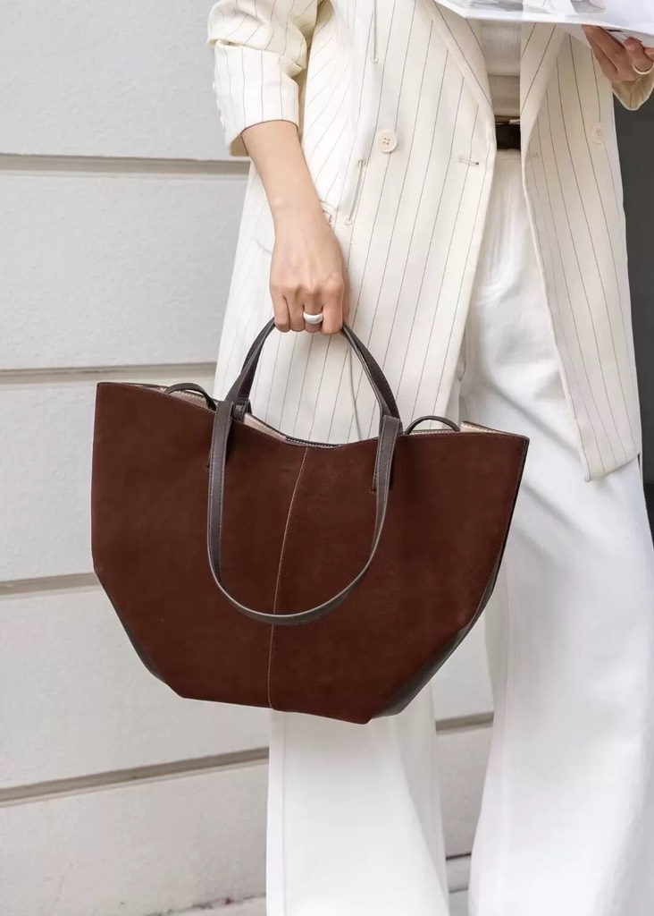 Túi Polene Cyme Bản Hàn Da Lộn Size Mini Màu Nâu Cafe