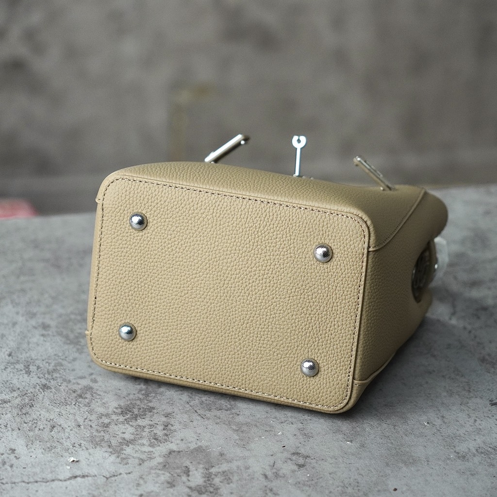 Túi Thiết Kế Hàn Mini Bucket Bag Da Bò Size 18cm Màu Be