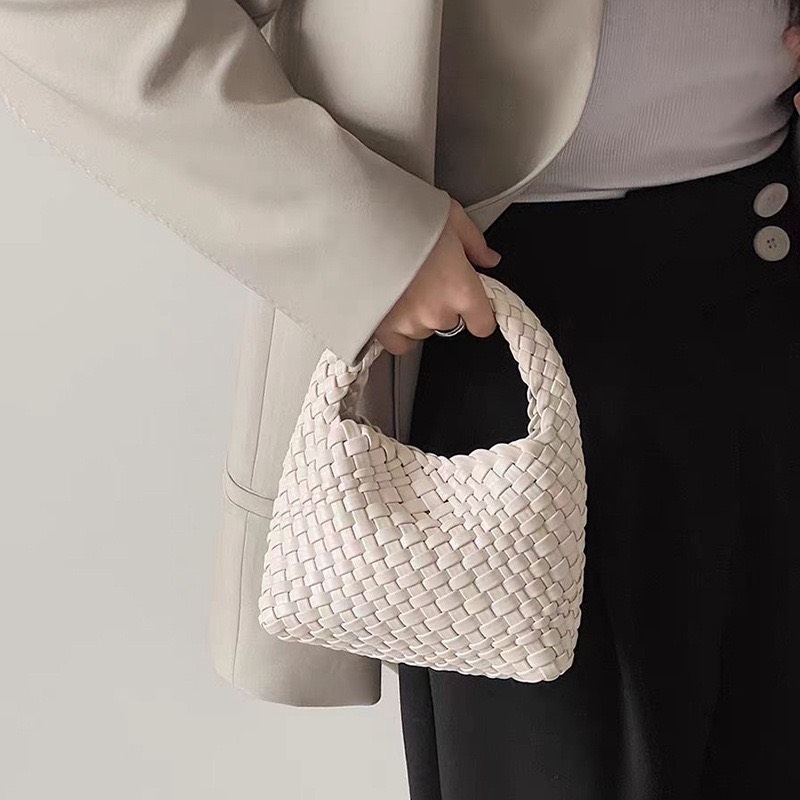 Túi Tote Mini Dệt Tay Made Korea Màu Xám
