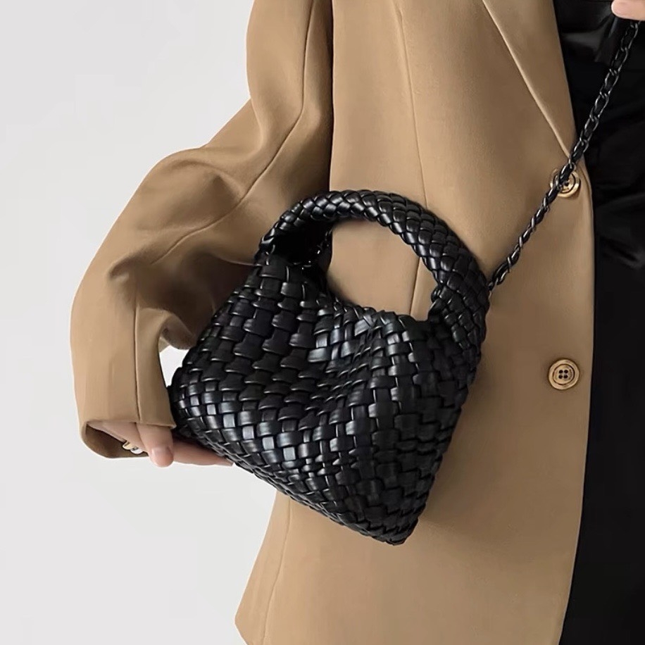 Túi Tote Mini Dệt Tay Made Korea Màu Xám