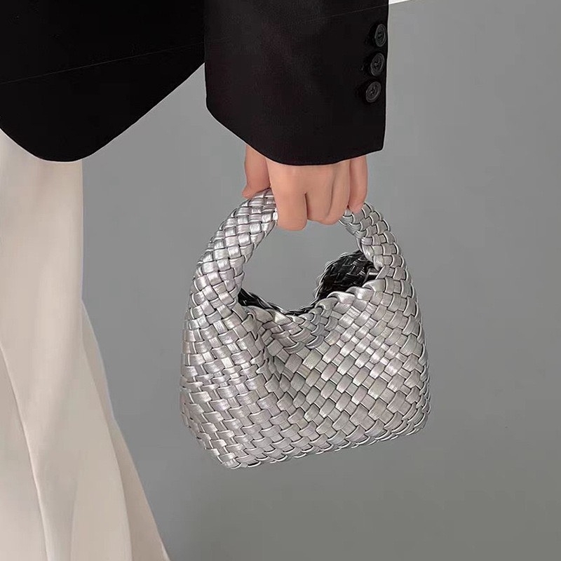 Túi Tote Mini Dệt Tay Made Korea Màu Xám