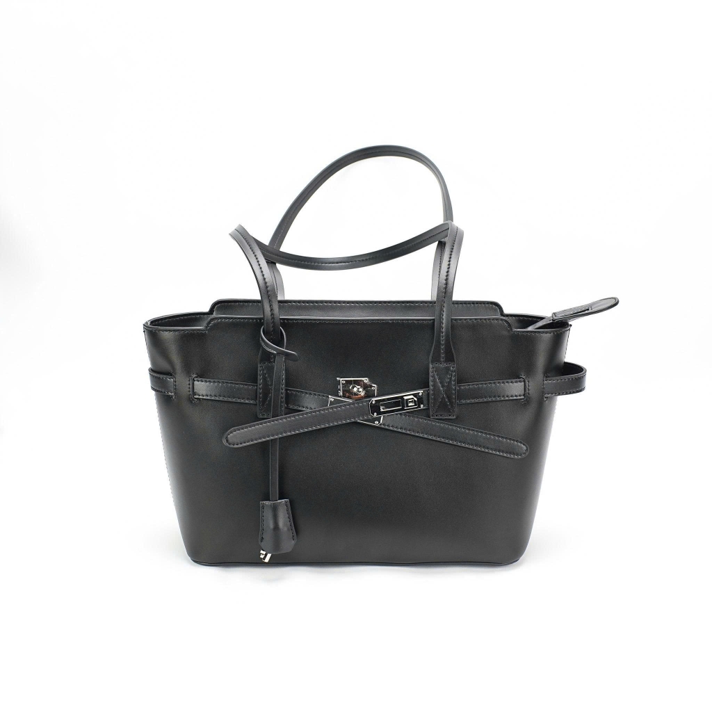 Túi Xách Balen Bel Air Small Tote Da Bê Màu Đen 28 cm