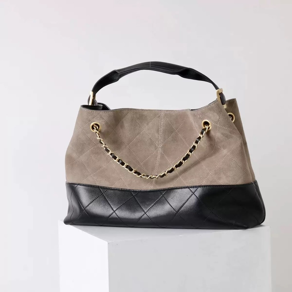 Túi Xách Chanel Shopping Bag Bản Hàn Size 35cm Màu Ghi - Đen