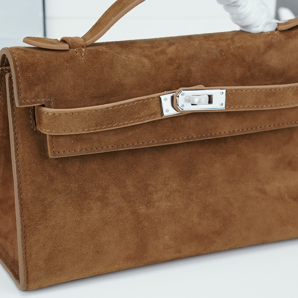 Túi Xách Hermes Kelly Pochette Bản Hàn Size 22 Da Lộn
