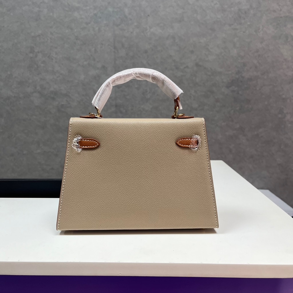 Túi Xách Hermes Remake Korea Kelly Nâu 2 Màu Size 22cm