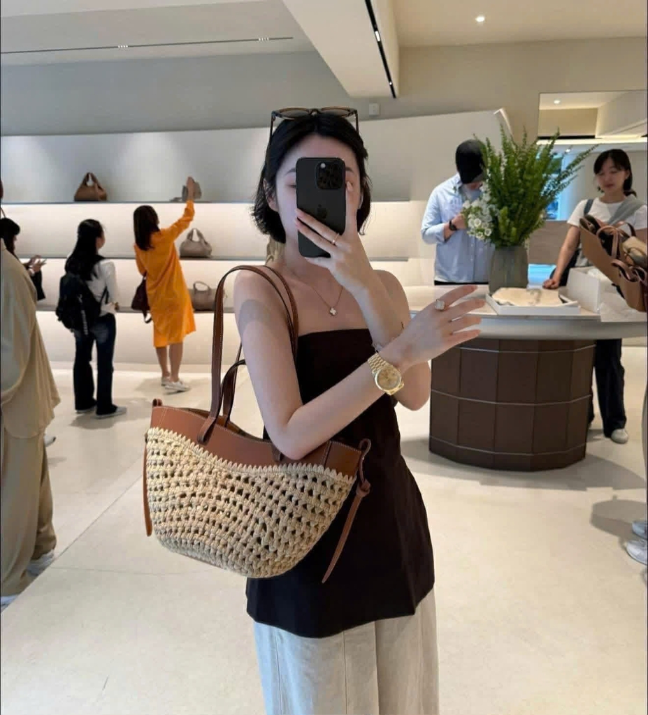 Túi Xách Polene Raffia Cyme Bản Hàn Chất Cói