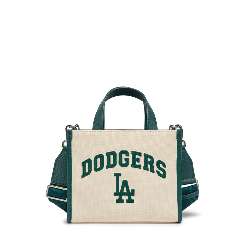 Túi Xách MLB Canvas Varsity Logo LA 3AORS083N-07CRD Trắng Viền Xanh