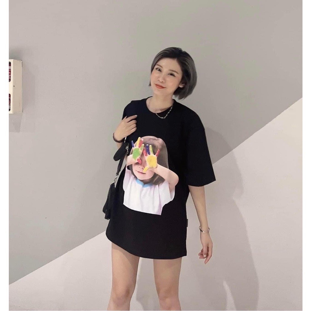 Áo Phông ADLV Baby Face Bôi Sơn Màu Đen