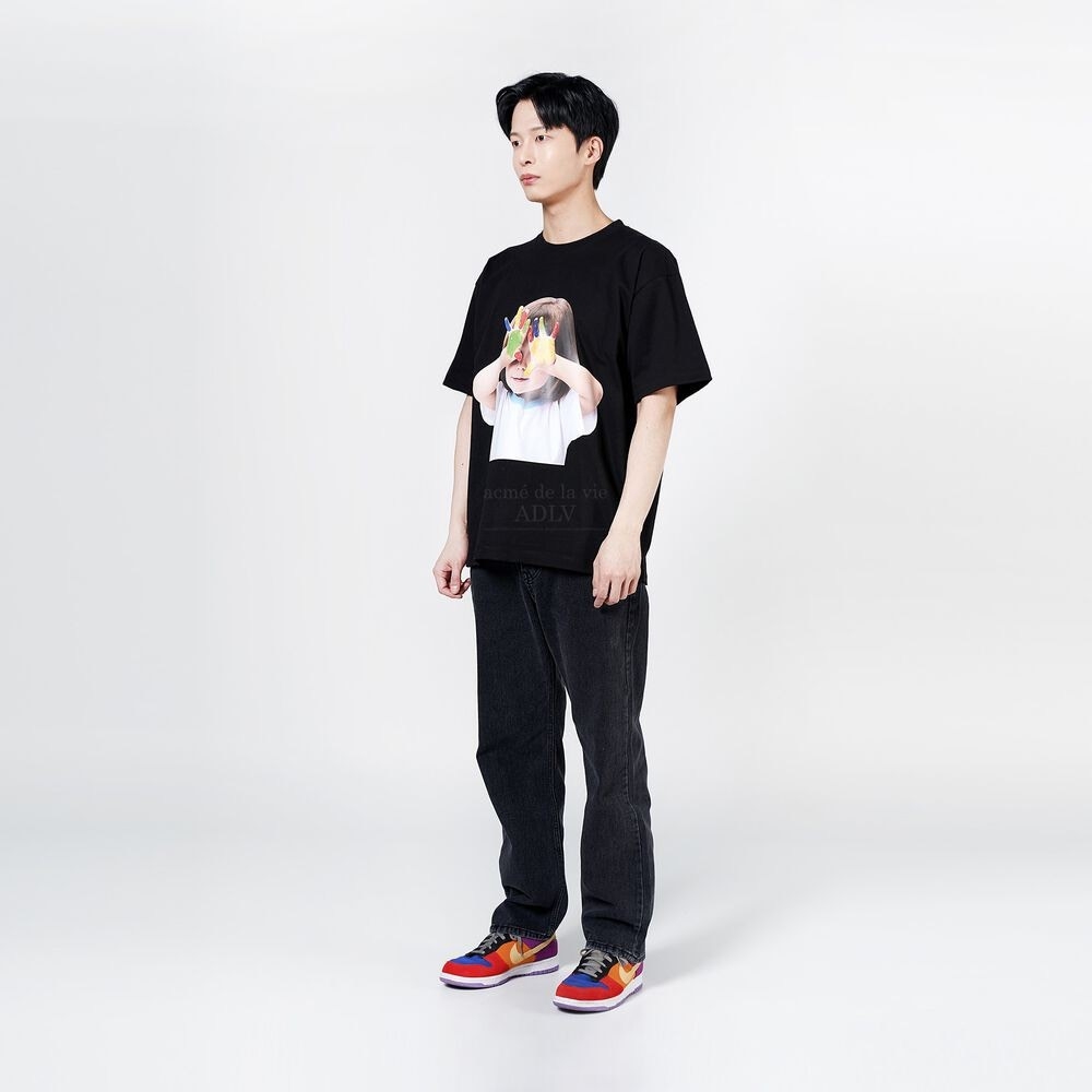 Áo Phông ADLV Baby Face Bôi Sơn Màu Đen