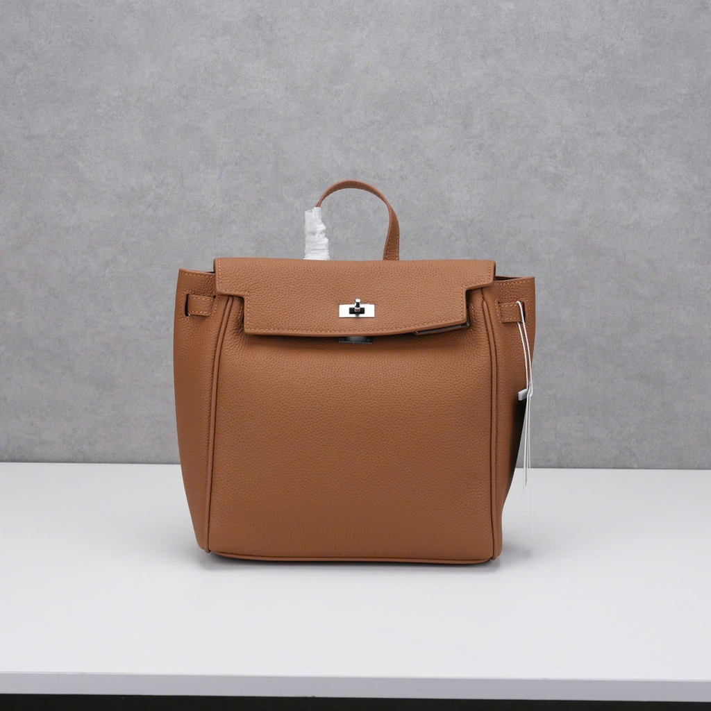 Balo Hermes Ado Remake Hàn Da Bò Togo 20cm Màu Xám