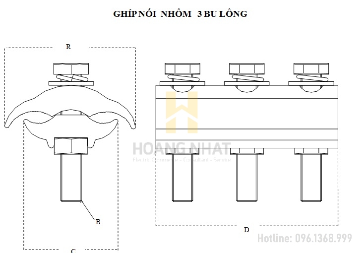 Ghíp nhôm 3 bulong A25-150 Đức Phát