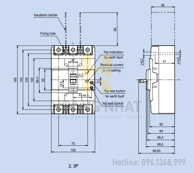 Aptomat ELCB EBN203c 3P 250A 26kA LS