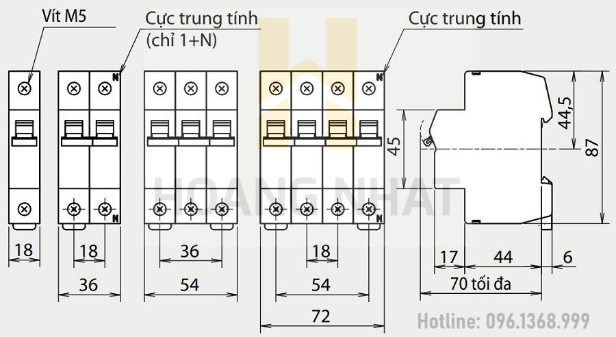 Aptomat MCB BH-D6 1P 16A 6kA C N Mitsubishi