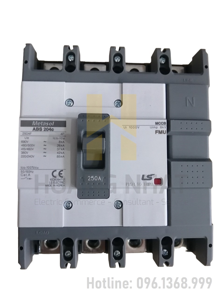 Aptomat MCCB ABS204c FMU 4P 250A 37kA LS