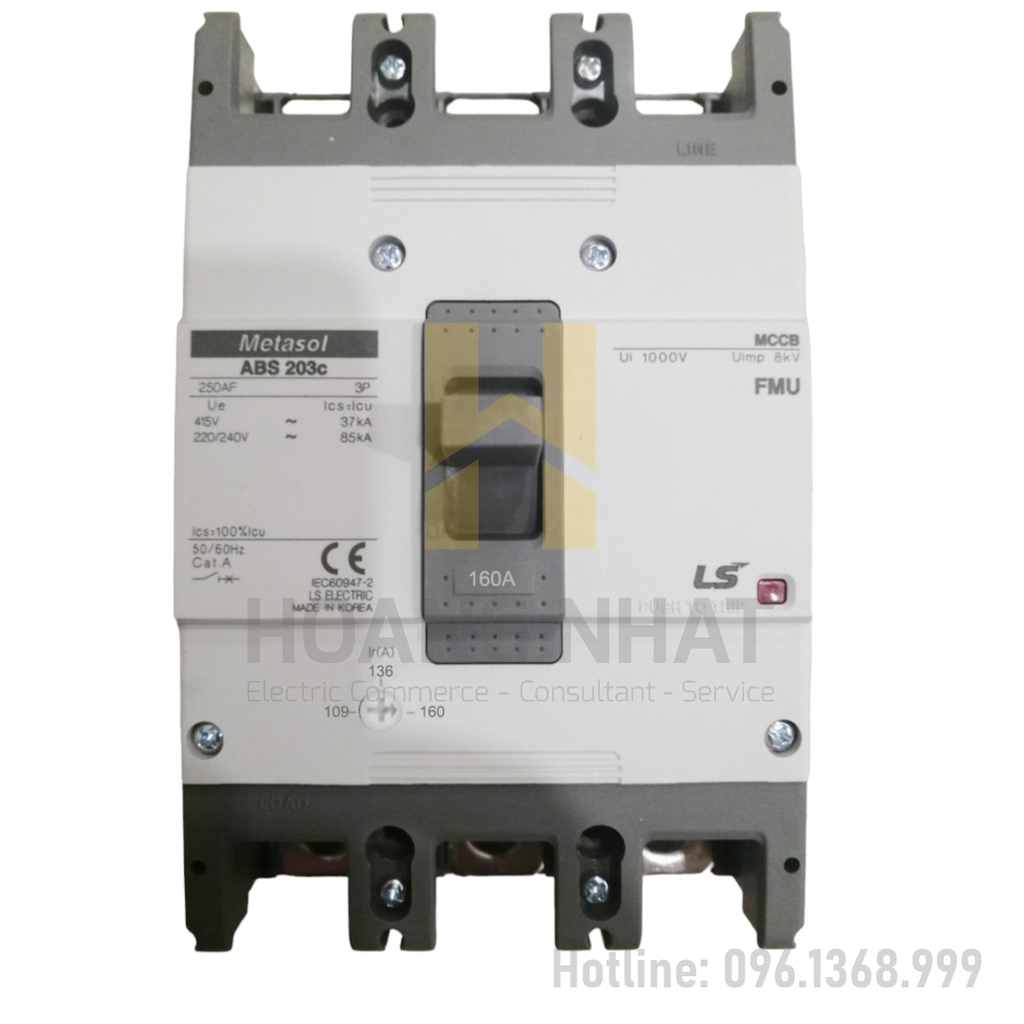 Aptomat MCCB ABS203c FMU 3P 200A 37kA LS