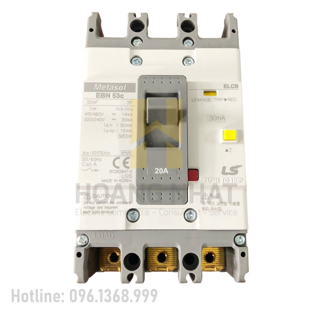 Aptomat ELCB EBN53c 3P 50A 14kA LS