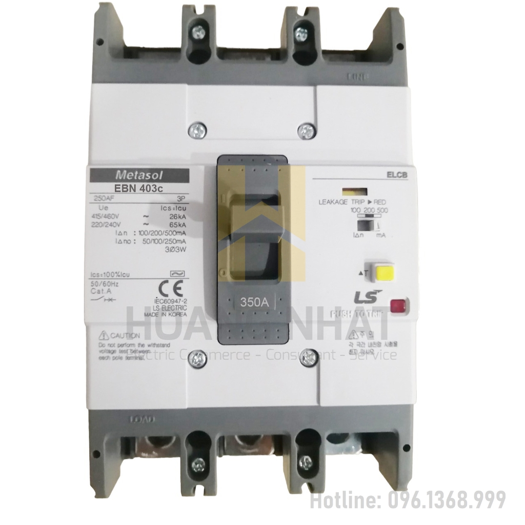Aptomat ELCB EBN403c 3P 350A 37kA LS