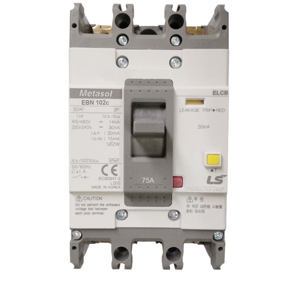 Aptomat ELCB EBN102c 2P 75A 35kA LS
