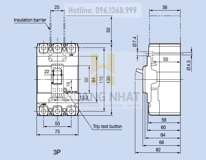 Aptomat MCCB ABN103c 3P 100A 22kA LS