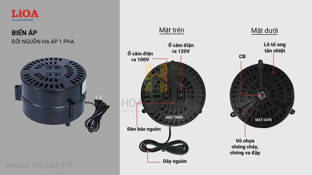 Biến áp đổi nguồn hạ áp 1P DN015-1.5kVA Lioa