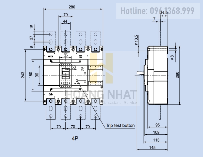 Aptomat MCCB ABN804c 4P 700A 45kA LS