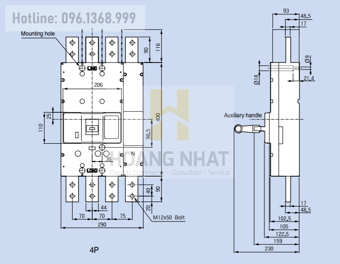 Aptomat MCCB ABS1004b 4P 1000A 65kA LS