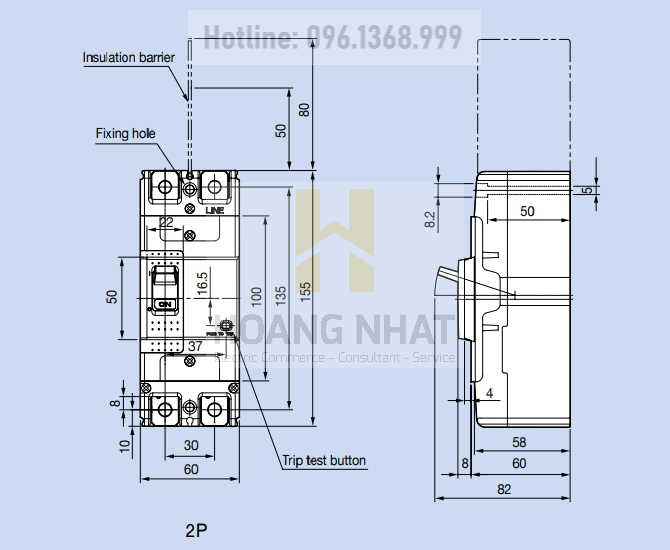 Aptomat MCCB ABS102c 2P 60A 85kA LS