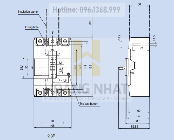 Aptomat MCCB ABS203c 3P 250A 42kA LS