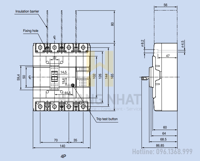 Aptomat MCCB ABS204c FMU 4P 250A 37kA LS