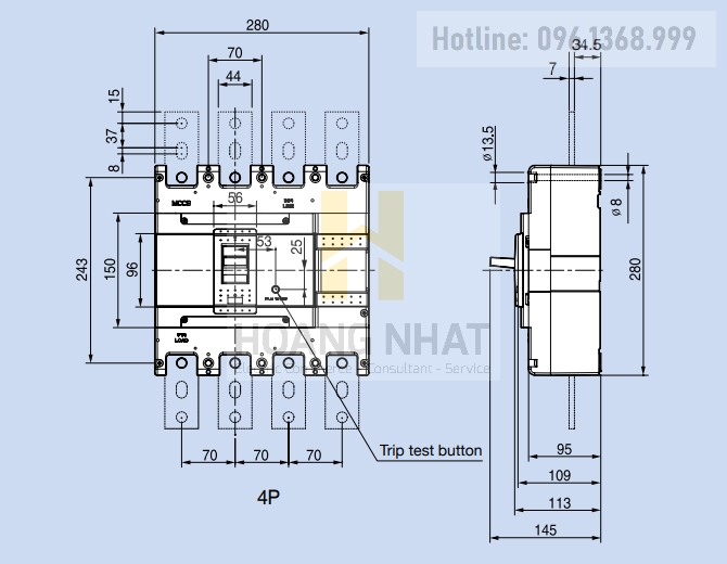 Aptomat MCCB ABS804c 4P 700A 75kA LS