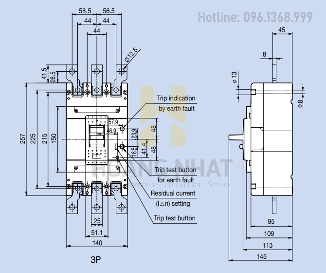 Aptomat ELCB EBN403c 3P 300A 37kA LS
