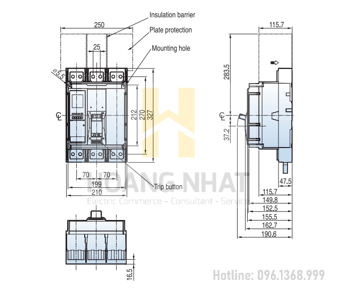 Aptomat MCCB TS1600H 3P 1600A 70kA LS