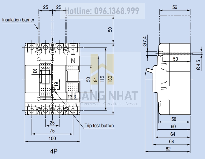 Aptomat MCCB ABN104c 4P 50A 22kA LS