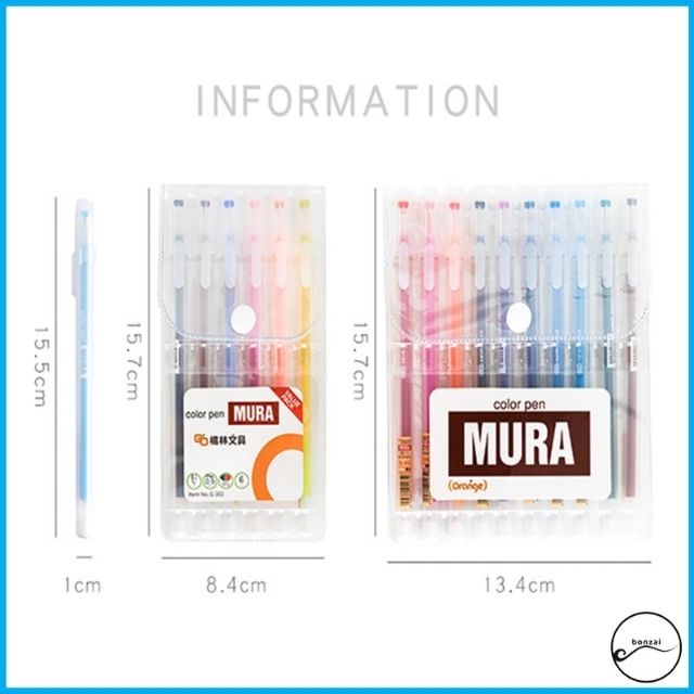 Bộ 6 10 12 bút gel MURA nhiều màu (Mira mẫu mới)