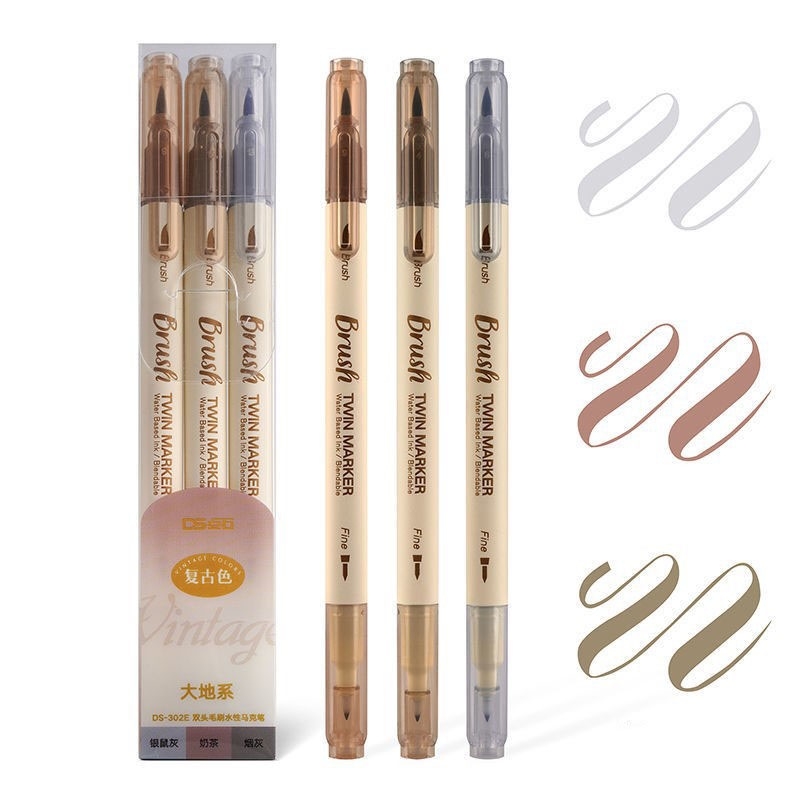 Bộ 3 bút Twin Marker brush 2 đầu ngòi viết Calligraphy, Sketchnote...