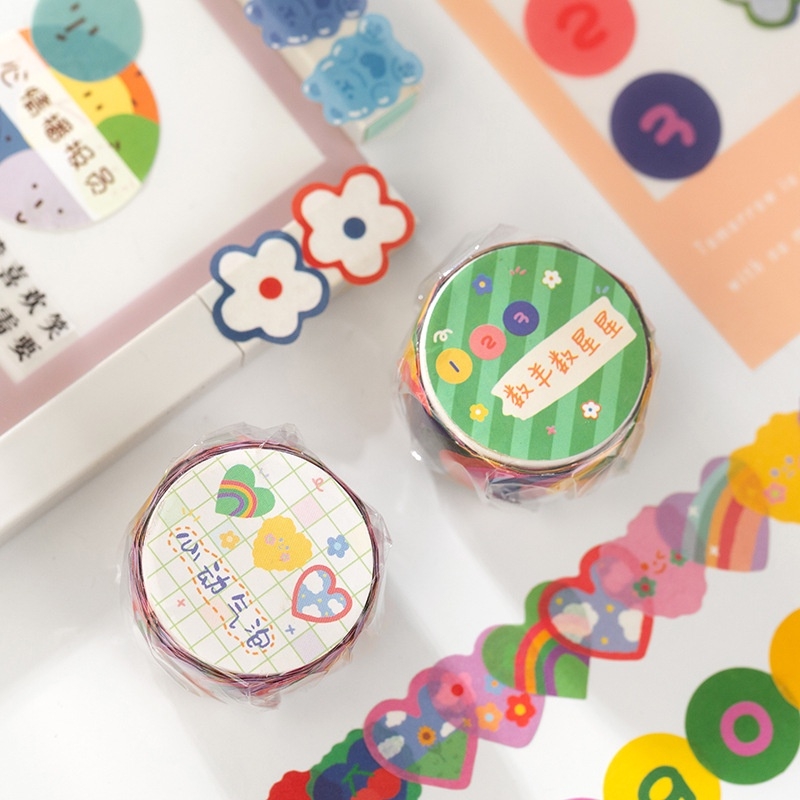 Cuộn dán tròn băng 100 nhãn dán mềm mãi dễ thương 1,8cm.