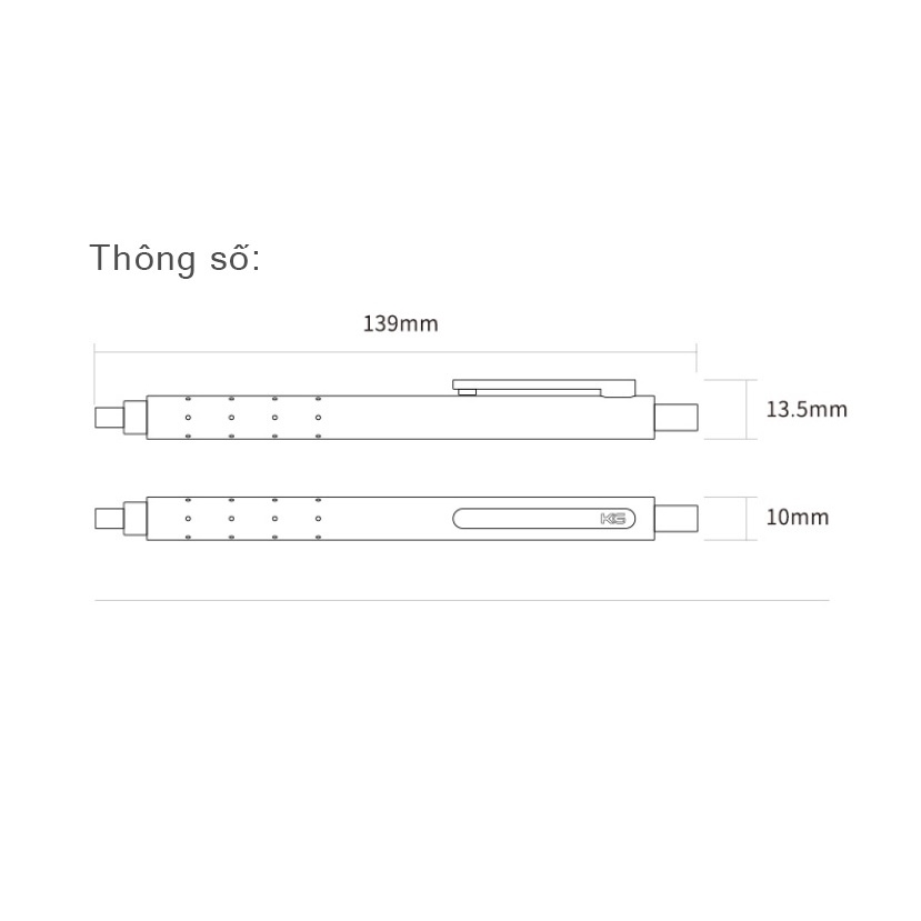 Bộ 4 bút bi Kaco Rocket Trắng học tập mực đen ngòi 0,5mm (Hàng chính hãng)