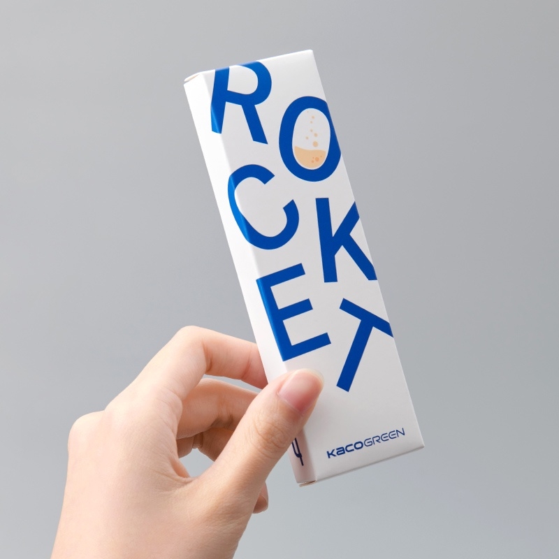 Bộ 4 bút bi Kaco Rocket Trắng học tập mực đen ngòi 0,5mm (Hàng chính hãng)