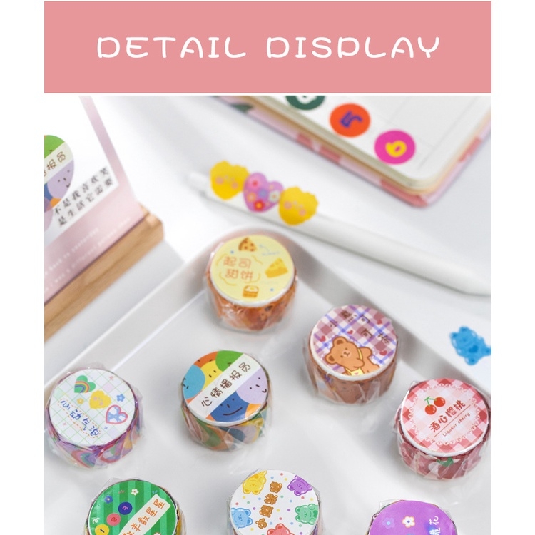 Cuộn dán tròn băng 100 nhãn dán mềm mãi dễ thương 1,8cm.