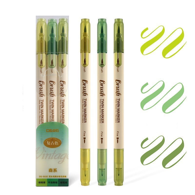 Bộ 3 bút Twin Marker brush 2 đầu ngòi viết Calligraphy, Sketchnote...