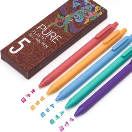 Bộ 5 bút gel KACO PURE mực nhiều màu ngòi 0,5mm (Hàng Chính Hãng)