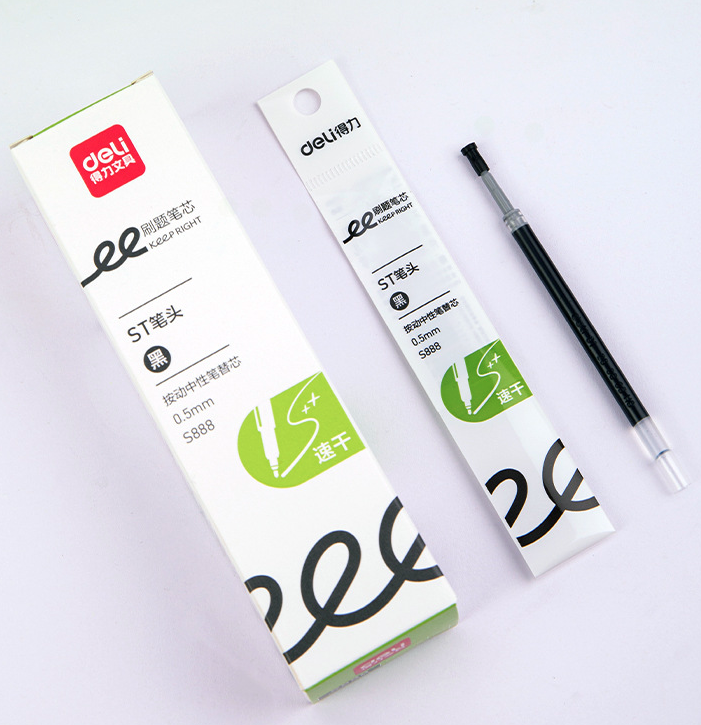 Bút gel Deli văn phòng sinh viên thiết kế vỏ trong suốt ngòi 0,5mm mực đen A057B-01