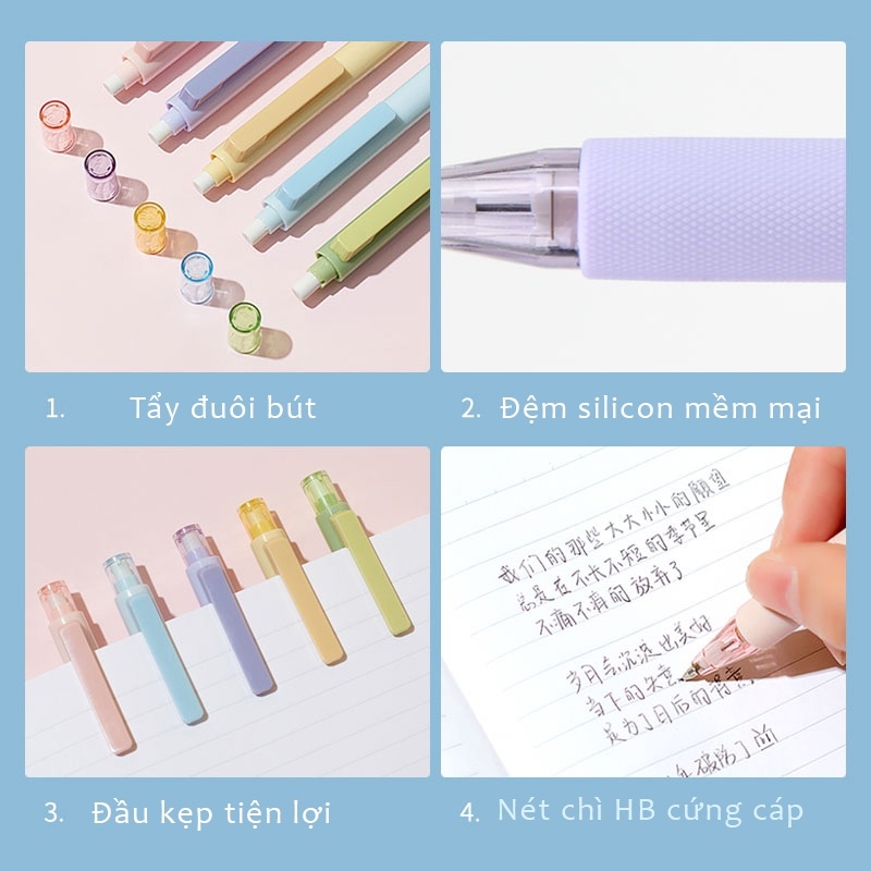 Bút chì KACO Turbo nhiều màu sắc có kèm hộp ngòi HB 0,5mm