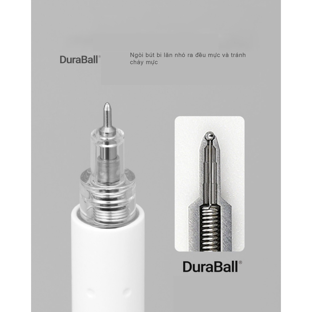 Bộ 4 bút bi Kaco Rocket Trắng học tập mực đen ngòi 0,5mm (Hàng chính hãng)