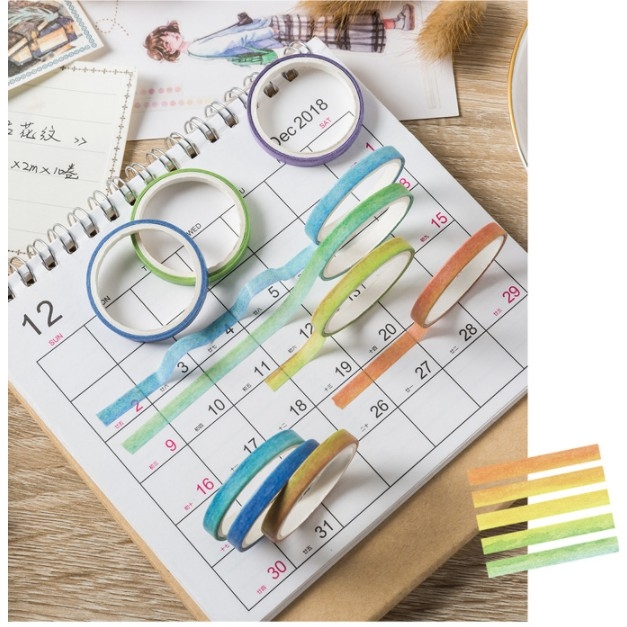 Washi Tape Set Rất đẹp Series 10 Cuộn 1 hộp 9 lựa chọn màu sắc