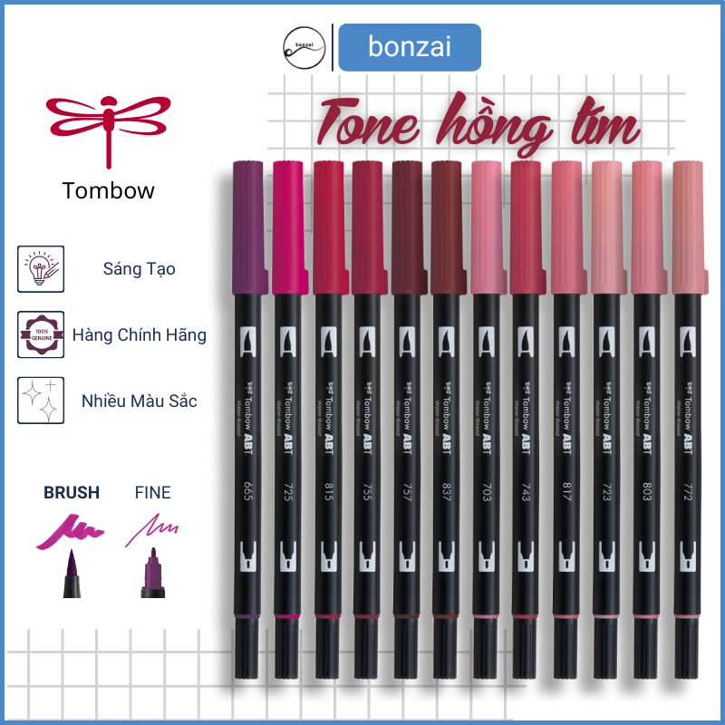 Bút Cọ TOMBOW ABT Dual Brush Pens Tone Hồng và Tím