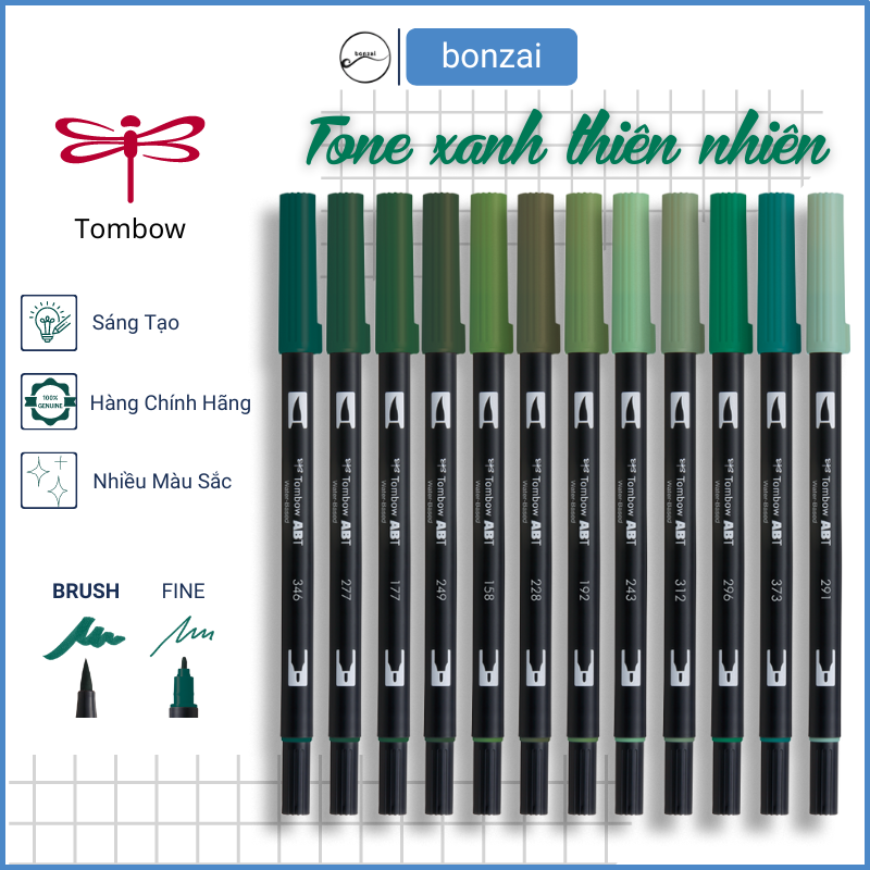 Bút Cọ TOMBOW ABT Dual Brush Pens tone Xanh Thiên Nhiên